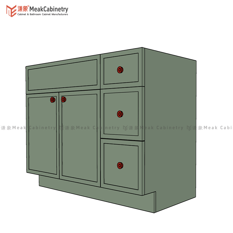 MEAKCABINETRY 42''Slim shaker Single Basin Bathroom Vanity Free Standing high-end  baked paint bathroom cabinet SSVSD42R