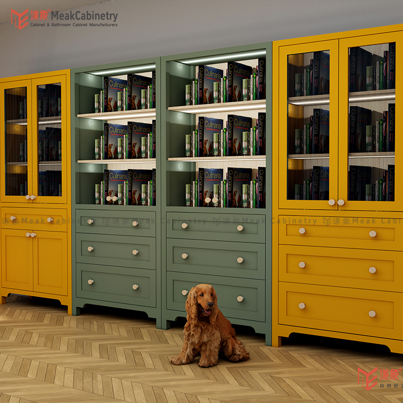 MEAKCABINETRY Modular Inset Bookcase Sideboard | Solid wood paint, make storage and aesthetics more tasteful