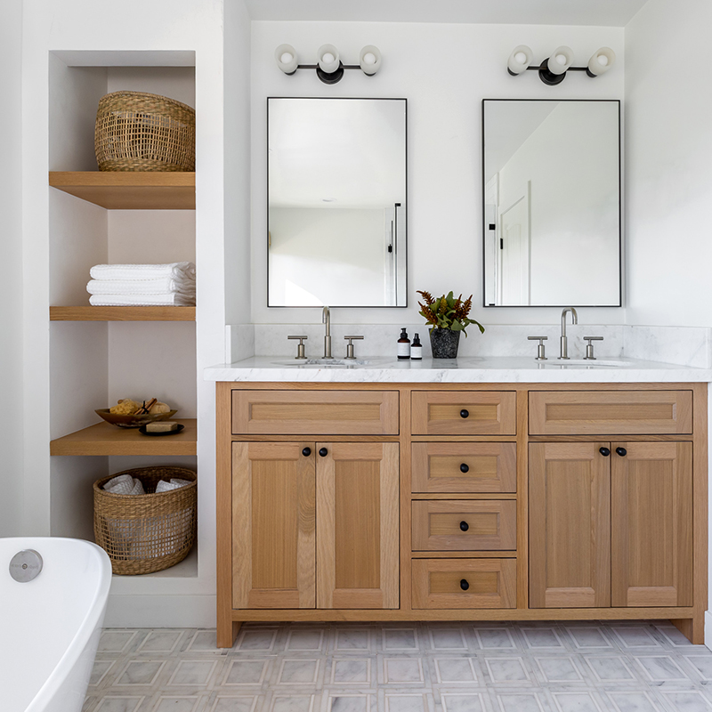 OEM solid wood White Oak Bathroom Vanity 